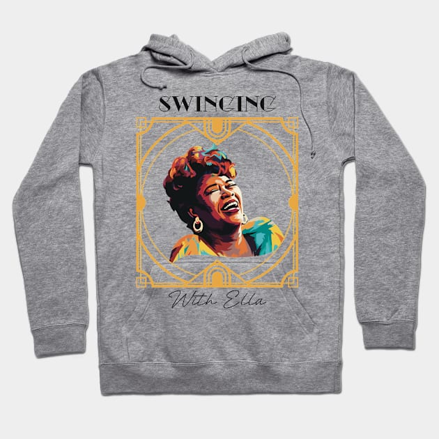 Swinging with Ella Fitzgerald Jazz Gift Hoodie by LozsArt